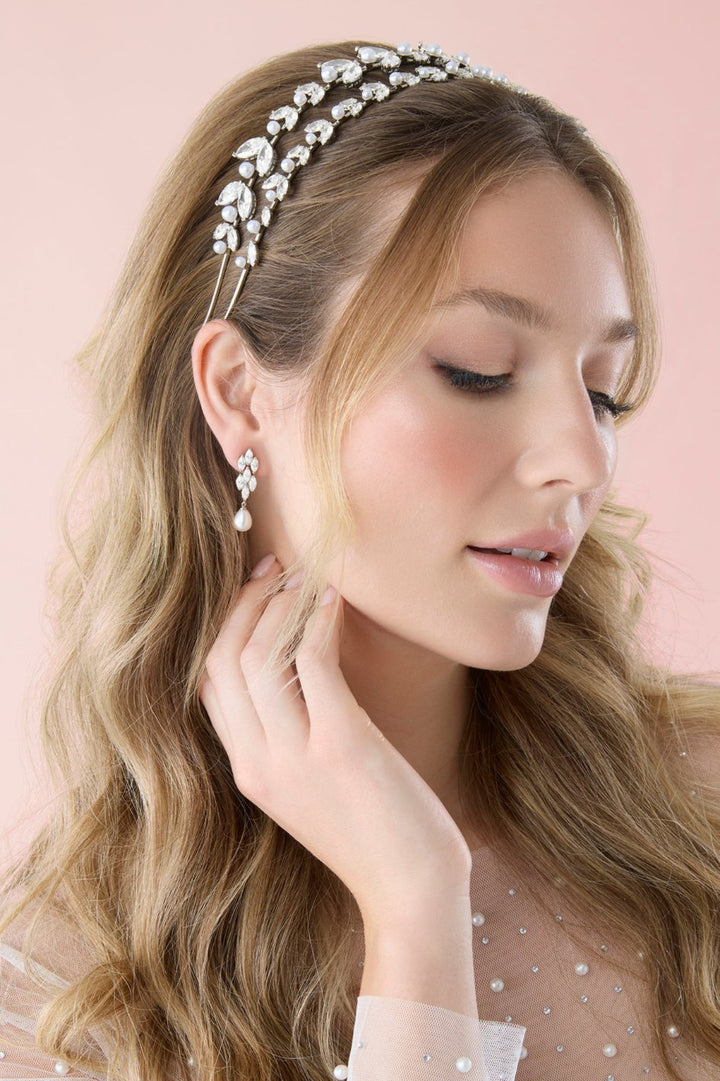 Darling Earrings With Pearls and Simulated Diamonds - Ellee Couture Boutique