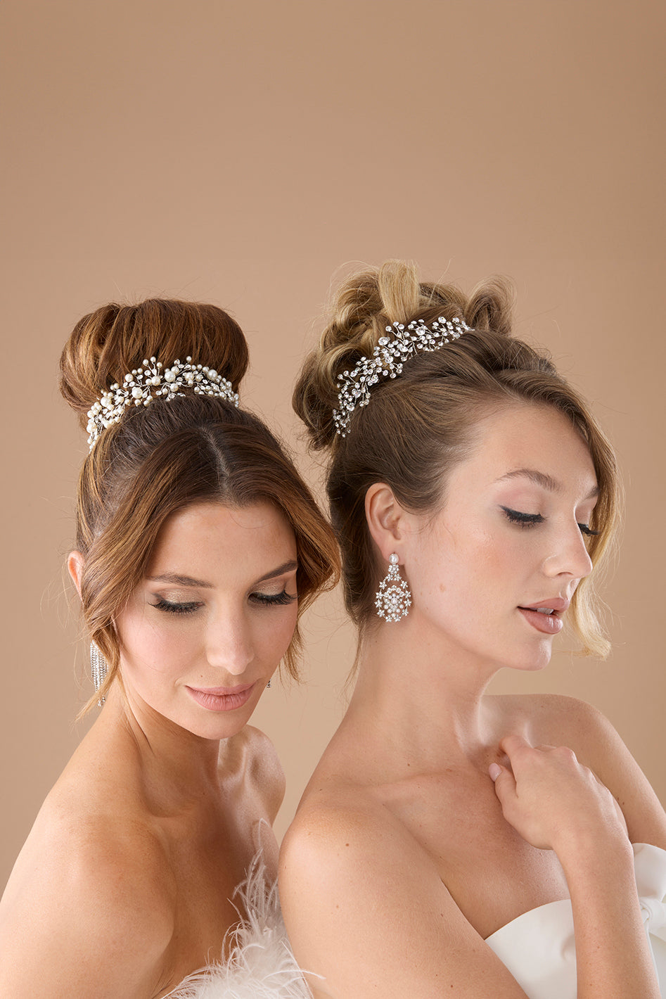 Ellee Bride Adorned with MARIT-PEARLS Swarovski Headpiece