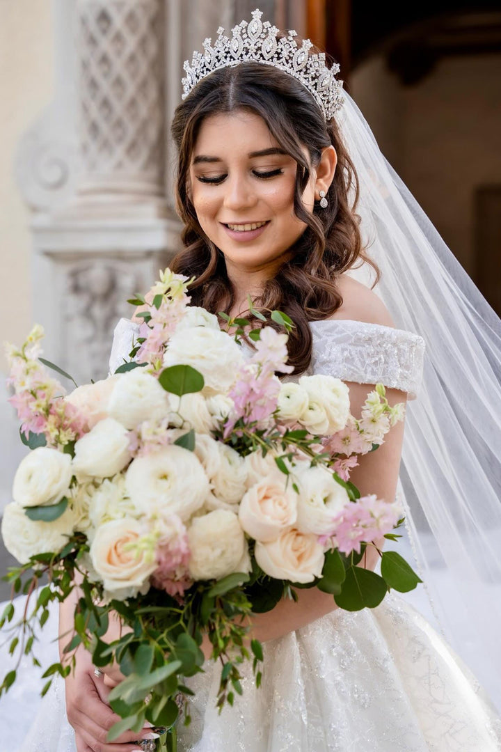 Ellee Real Bride Adorned with ANASTASIA Swarovski Gorgeous Bridal Crown