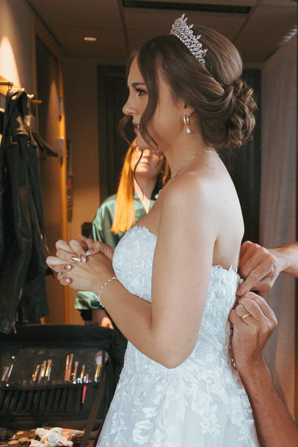Ellee Real Bride Adorned with GEMNA Swarovski Wedding Tiara
