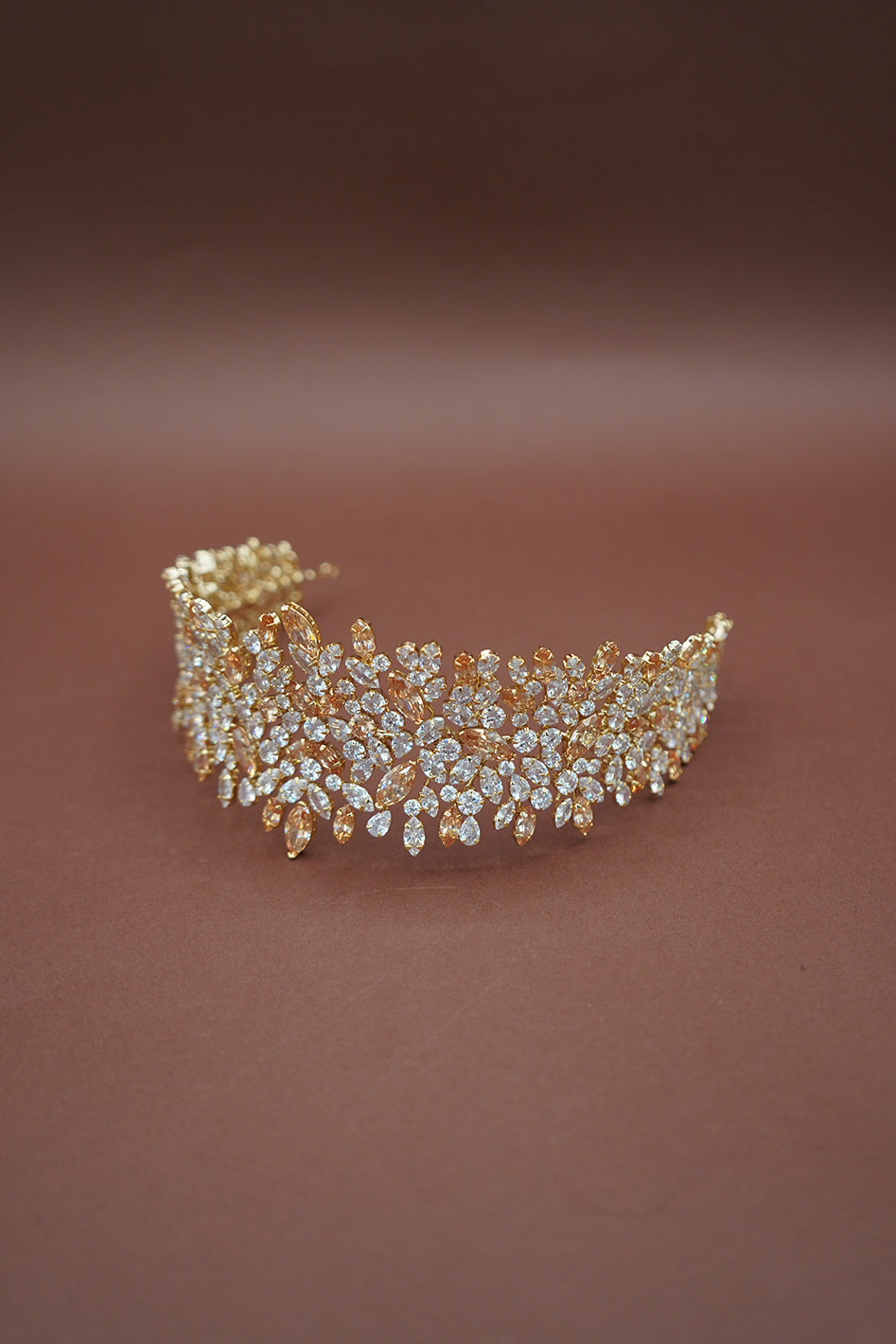 Buy BELLE Gold with Gold Crystals Bridal Headband Online | Ellee