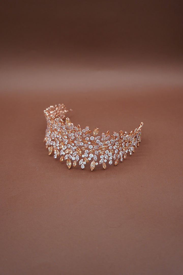 BELLE Rose Gold with Rose Gold CZ Crystal Bridal Headband