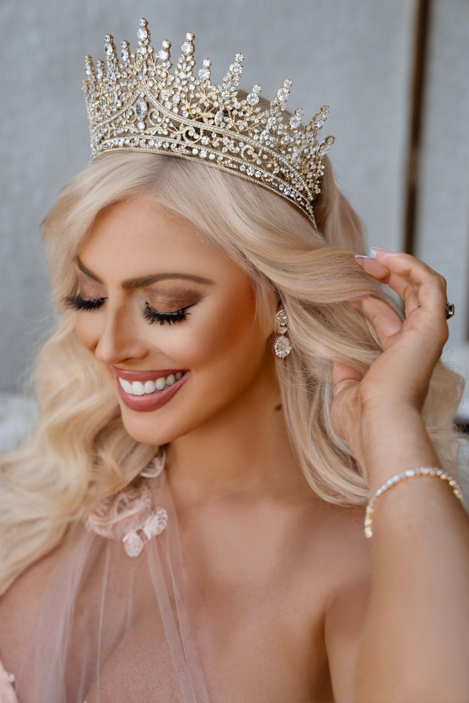 Giovanna Swarovski Crown Gold Tone on our stunning model