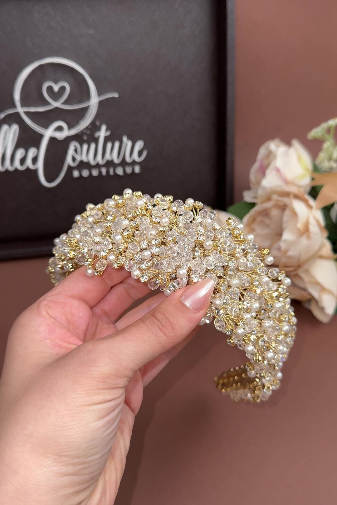 BALILTI Swarovski Bridal Pearl Headpiece