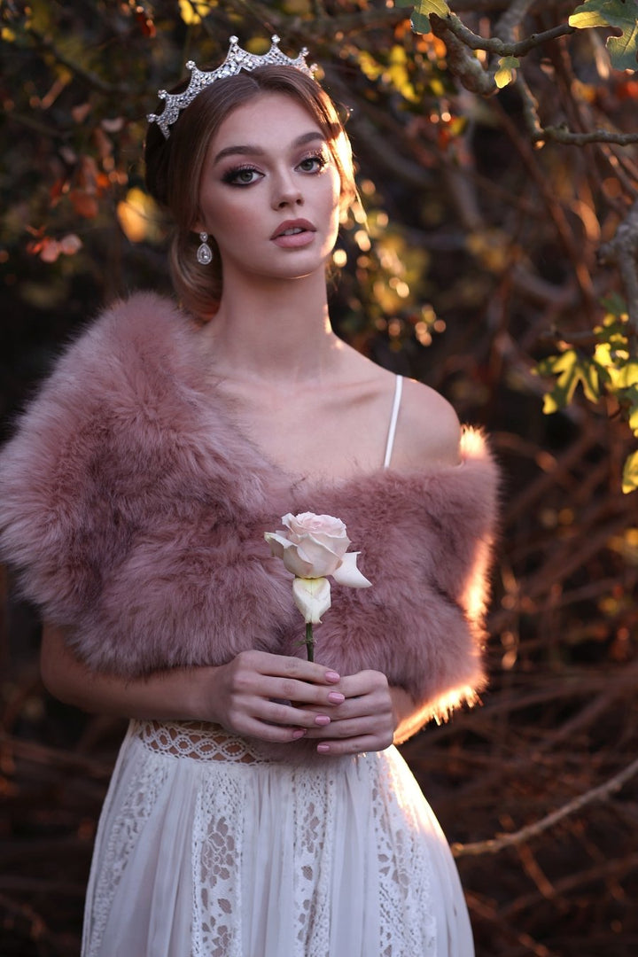 Ellee Real Bride Adorned with DIANA Simulated Diamond Bridal Tiara