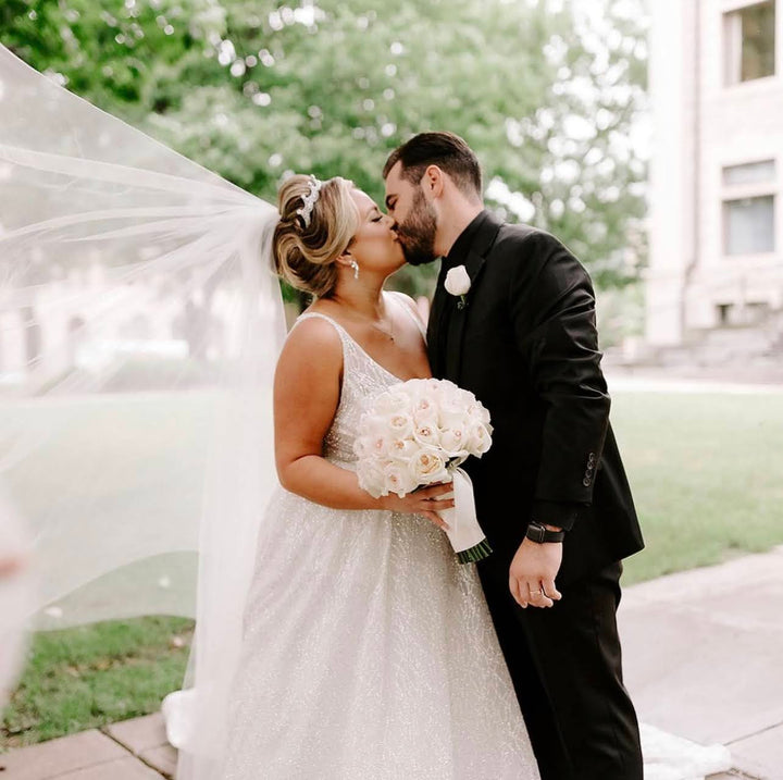 Ellee Real Bride Adorned with DIANA Simulated Diamond Bridal Tiara