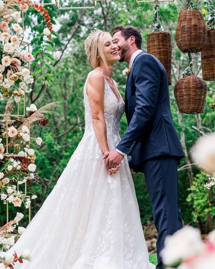 Ellee Real Bride Adorned with CHARLOTTE Simulated Diamond Bridal Tiara
