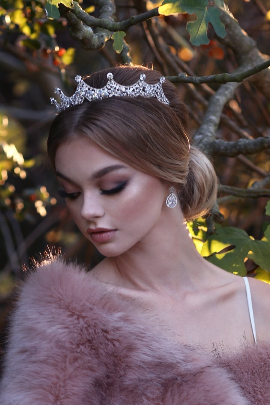 Ellee Real Bride Adorned with DIANA Simulated Diamond Bridal Tiara