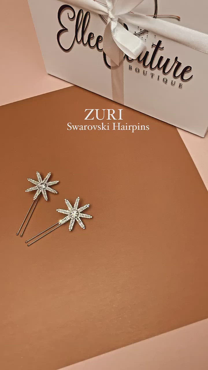 ZURI SWAROVSKI crystals Hair Pins, Sold in Pairs