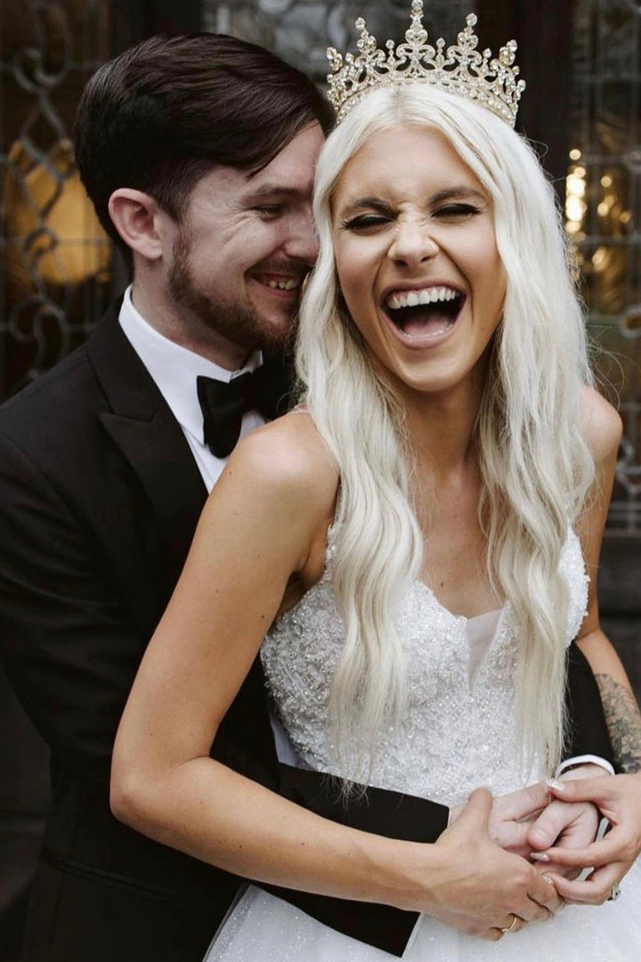 Ellee Real Bride Adorned with GWYNETH Swarovski Full Crown
