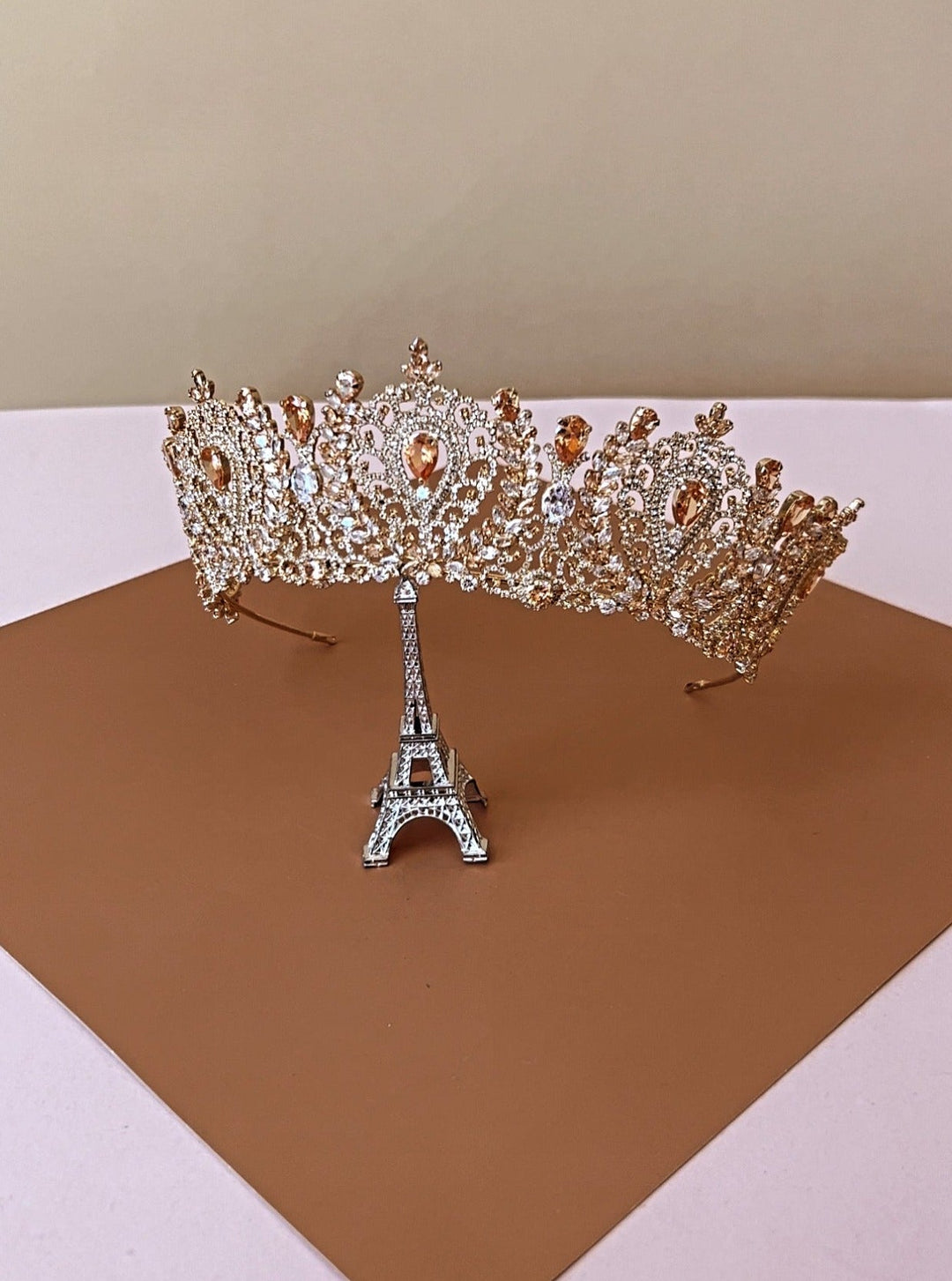 Ellee Real Bride Adorned with ANGELIKA Bridal Crown with Swarovski Crystals