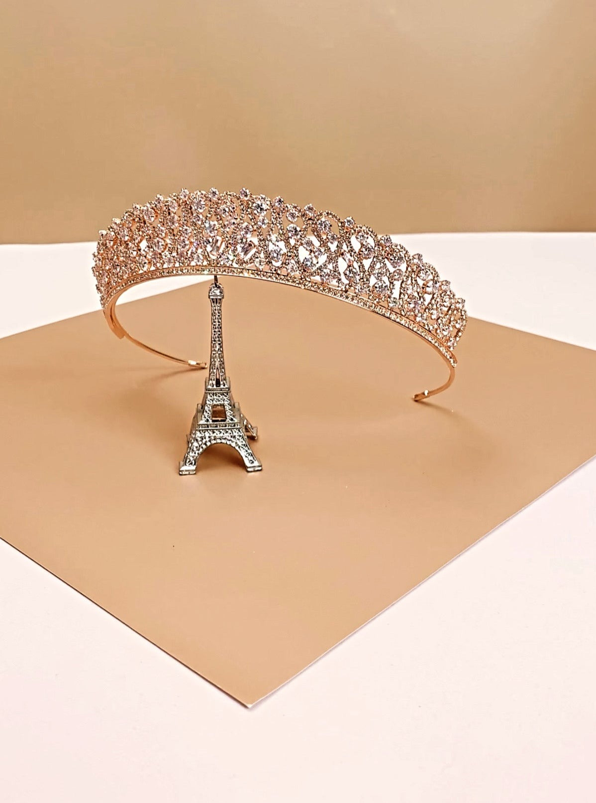 Buy Giulia Swarovski Bridal Tiara, Rose Gold Tiara Online | Ellee Couture Boutique Rose Gold Tone