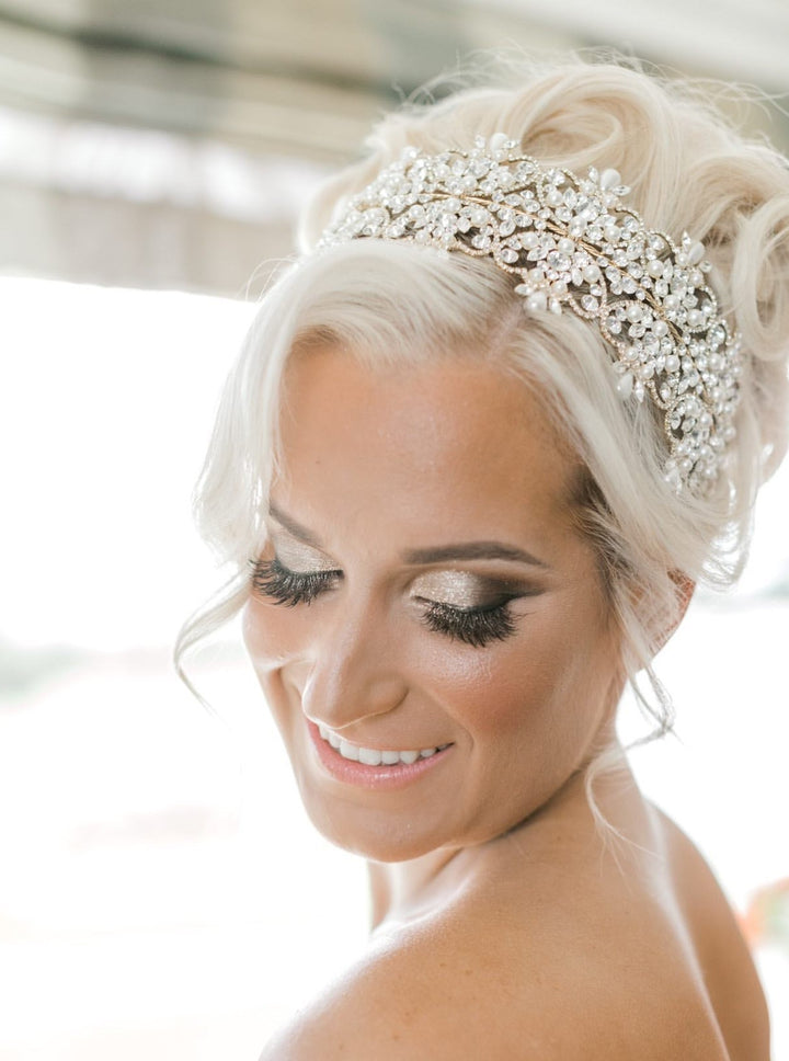 SAVANAH Swarovski Bridal Headband & Pearls Headpiece