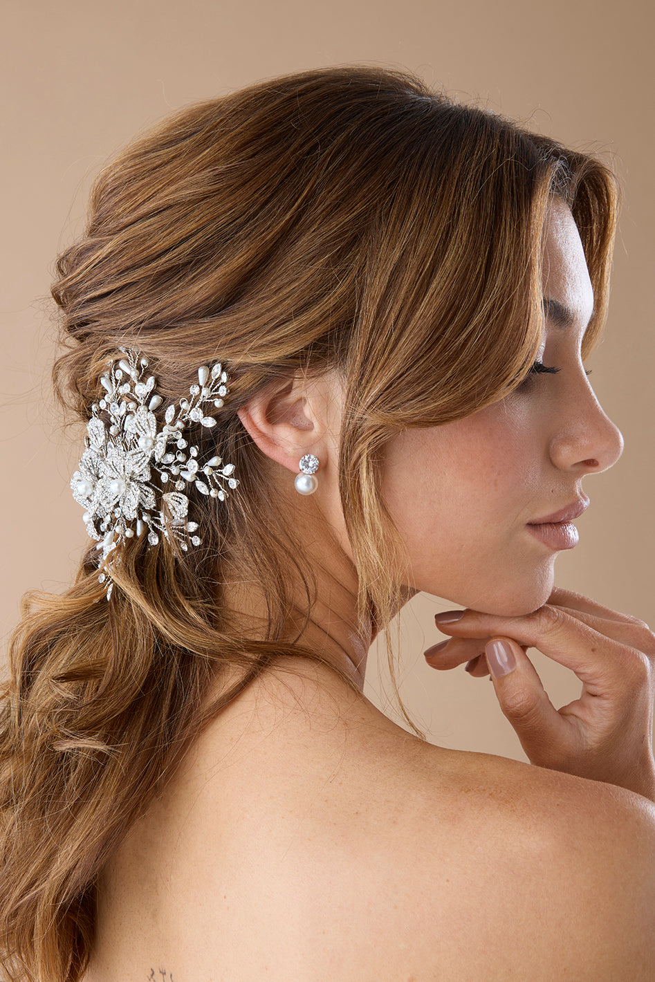 MARIANNA Floral Crystal and Pearls Hair Comb