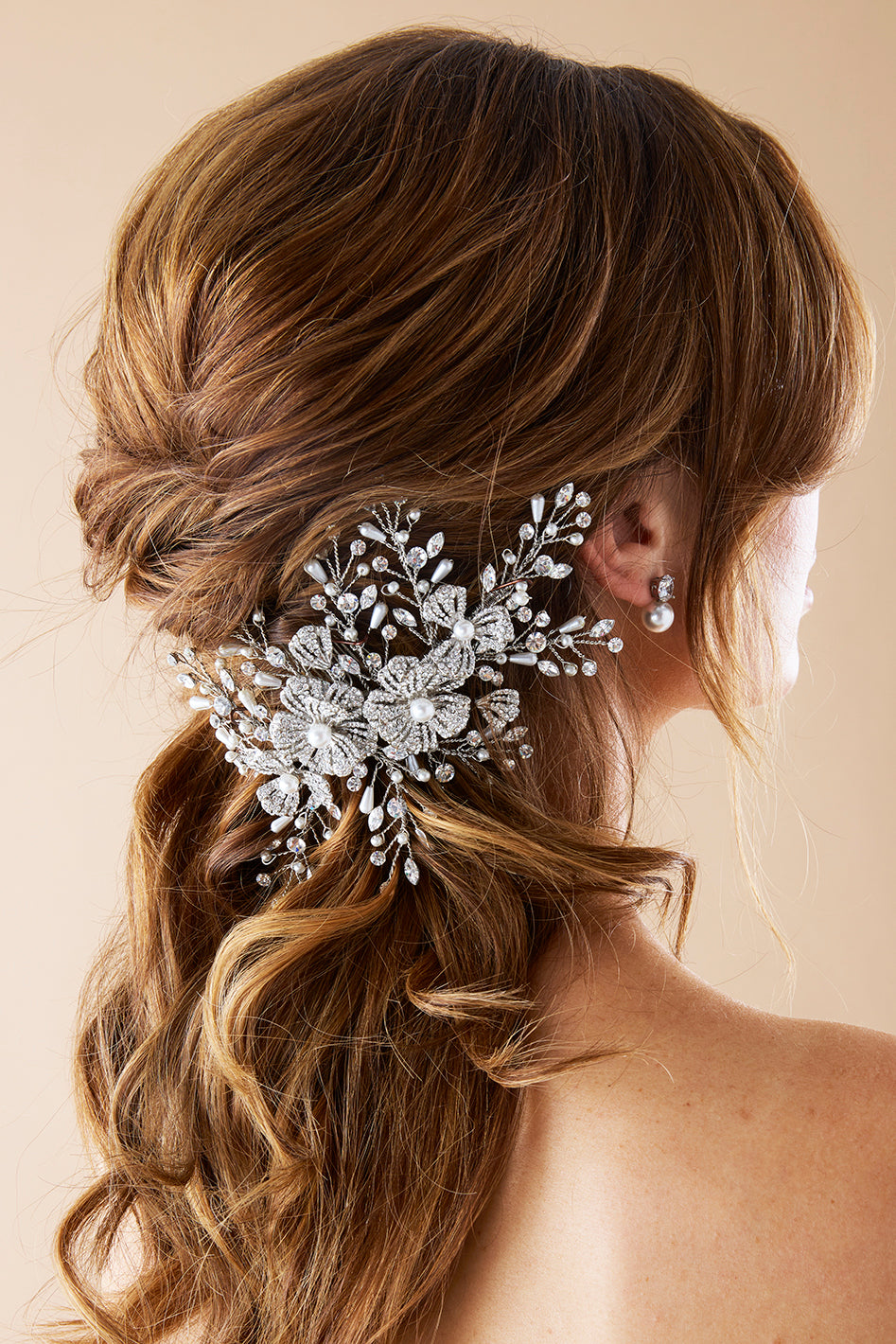 MARIANNA Floral Crystal and Pearls Hair Comb