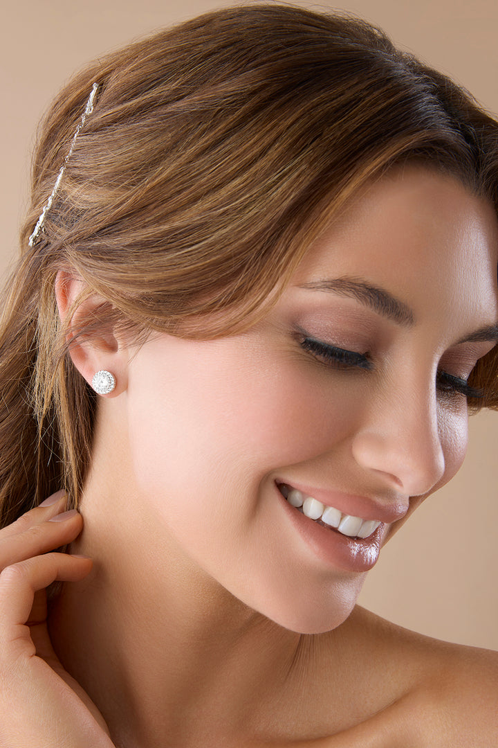 RAVEN Simulated Diamond Halo Stud Halo Earrings