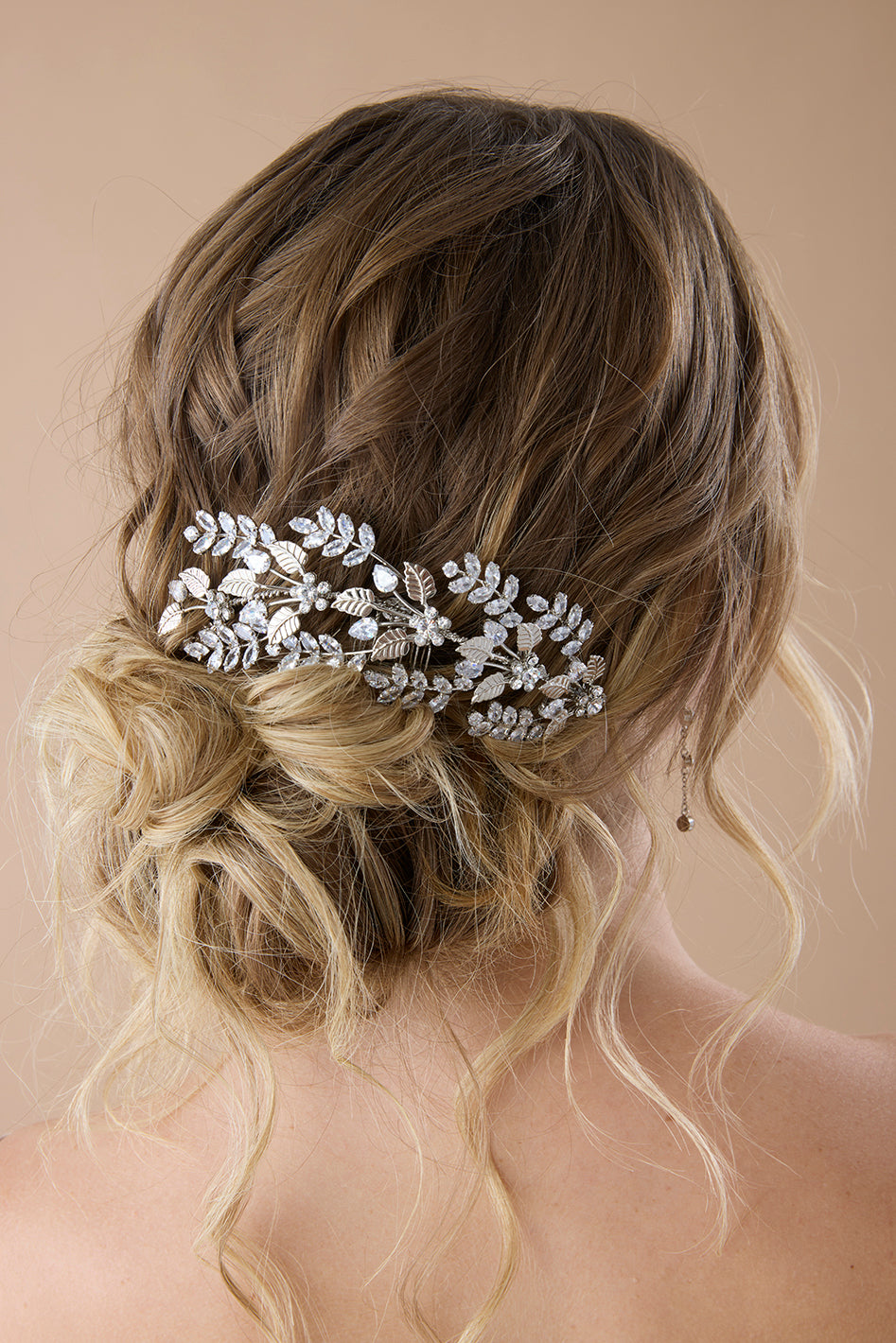 Ellee Real Bride Adorned with RAIN Wedding Headpiece, Swarovski Hair Comb - Side Piece