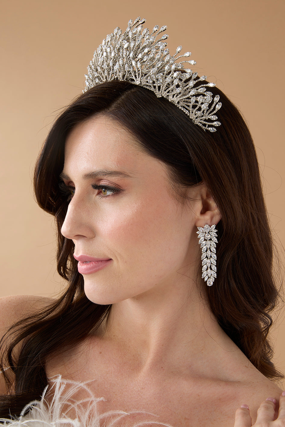 BEATRICE Crystal 3-D Bridal Crown