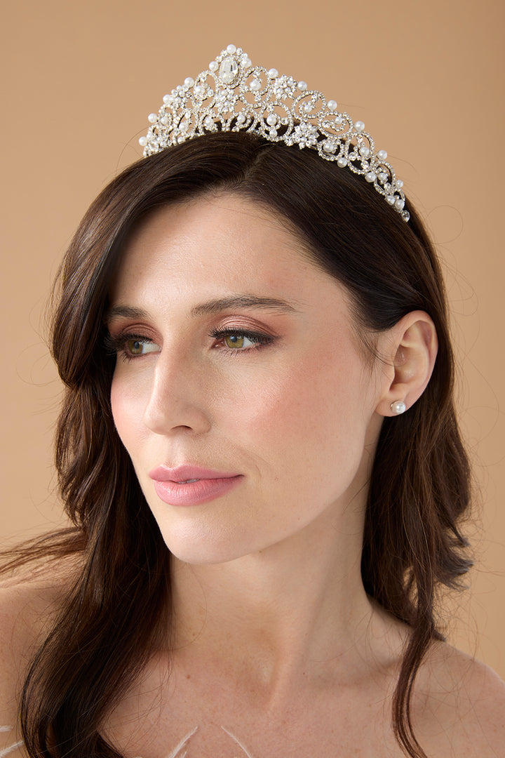 TATIANA-PEARLS Swarovski Bridal Crown, Wedding Tiara
