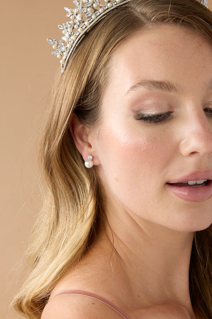 SHAY Pearl & Simulated Diamond Stud Earrings - Sample Sale