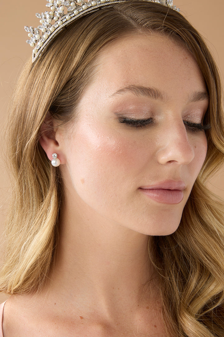 SHAY Pearl & Simulated Diamond Stud Earrings - Sample Sale