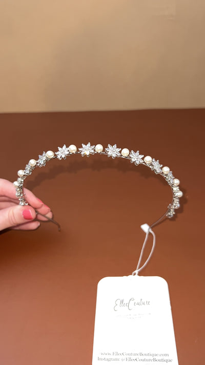 Small DAVINA-PEARLS Swarovski Bridal Headband (Final Sale)