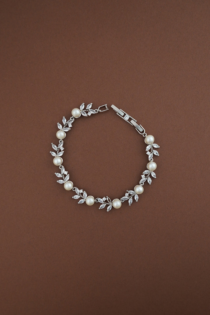 ANGEL LUXE Simulated Diamond and Pearl Bracelet - Sample Sale