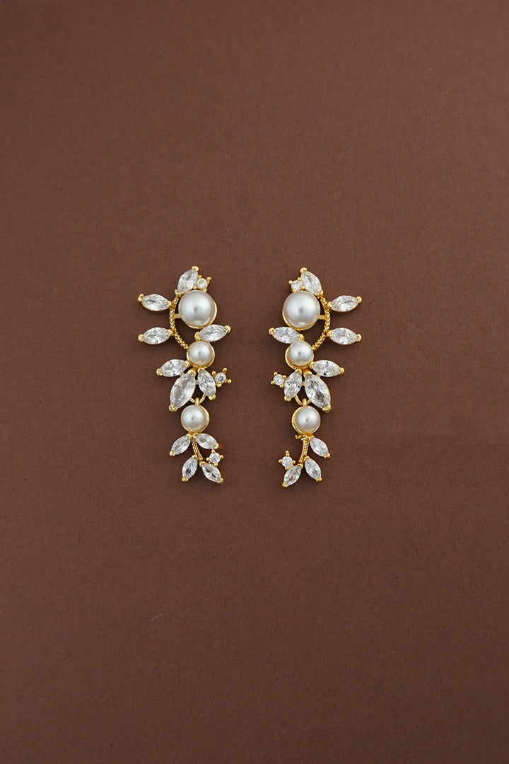 ANGEL LUXE Simulated Diamond and Pearl Drop Earrings - Sample Sale