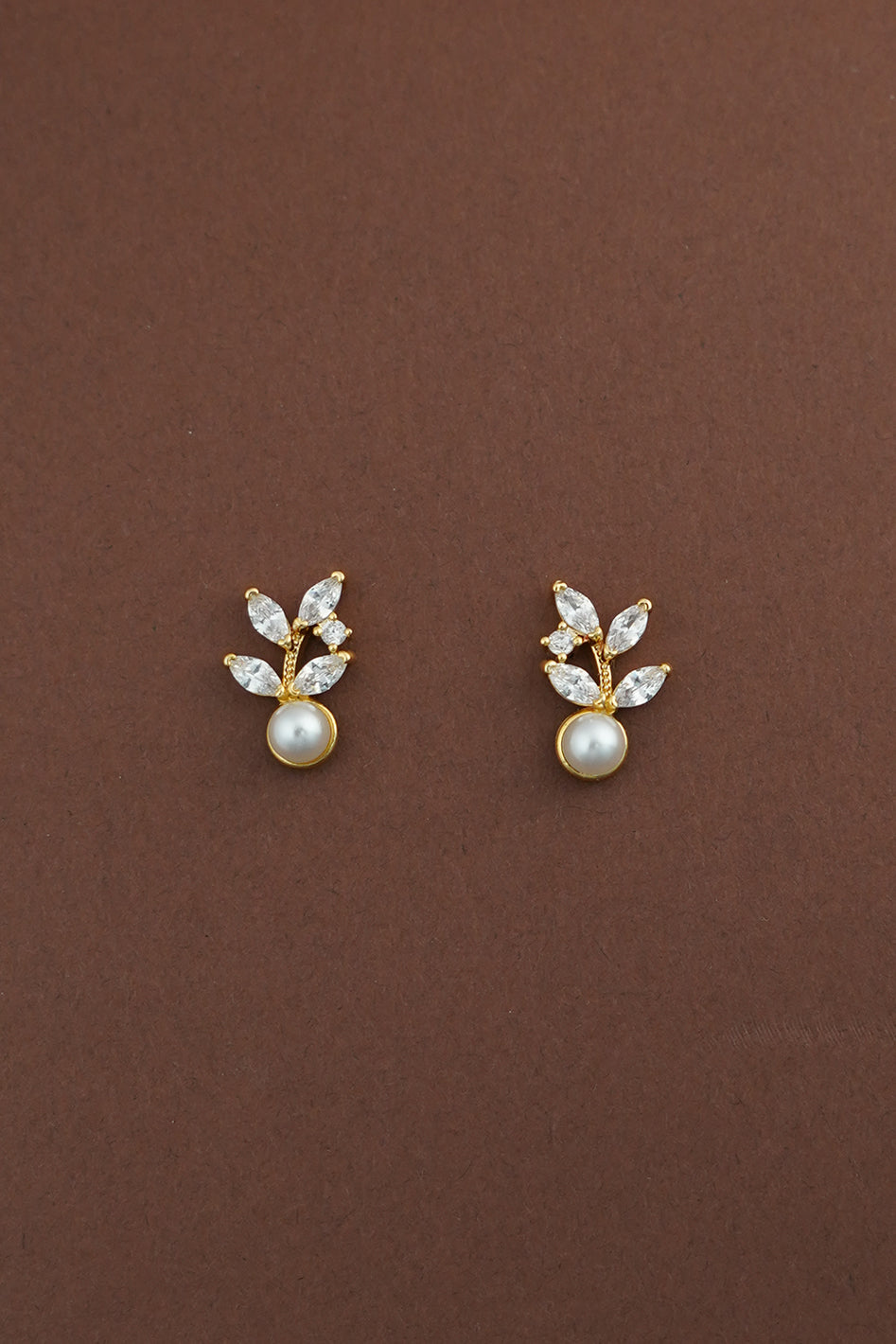 ANGEL LUXE Simulated Diamond and Pearl Stud Earrings - Sample Sale