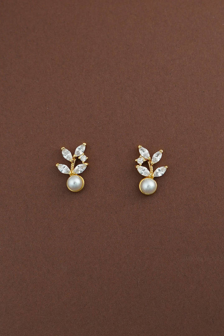 ANGEL LUXE Simulated Diamond and Pearl Stud Earrings - Sample Sale