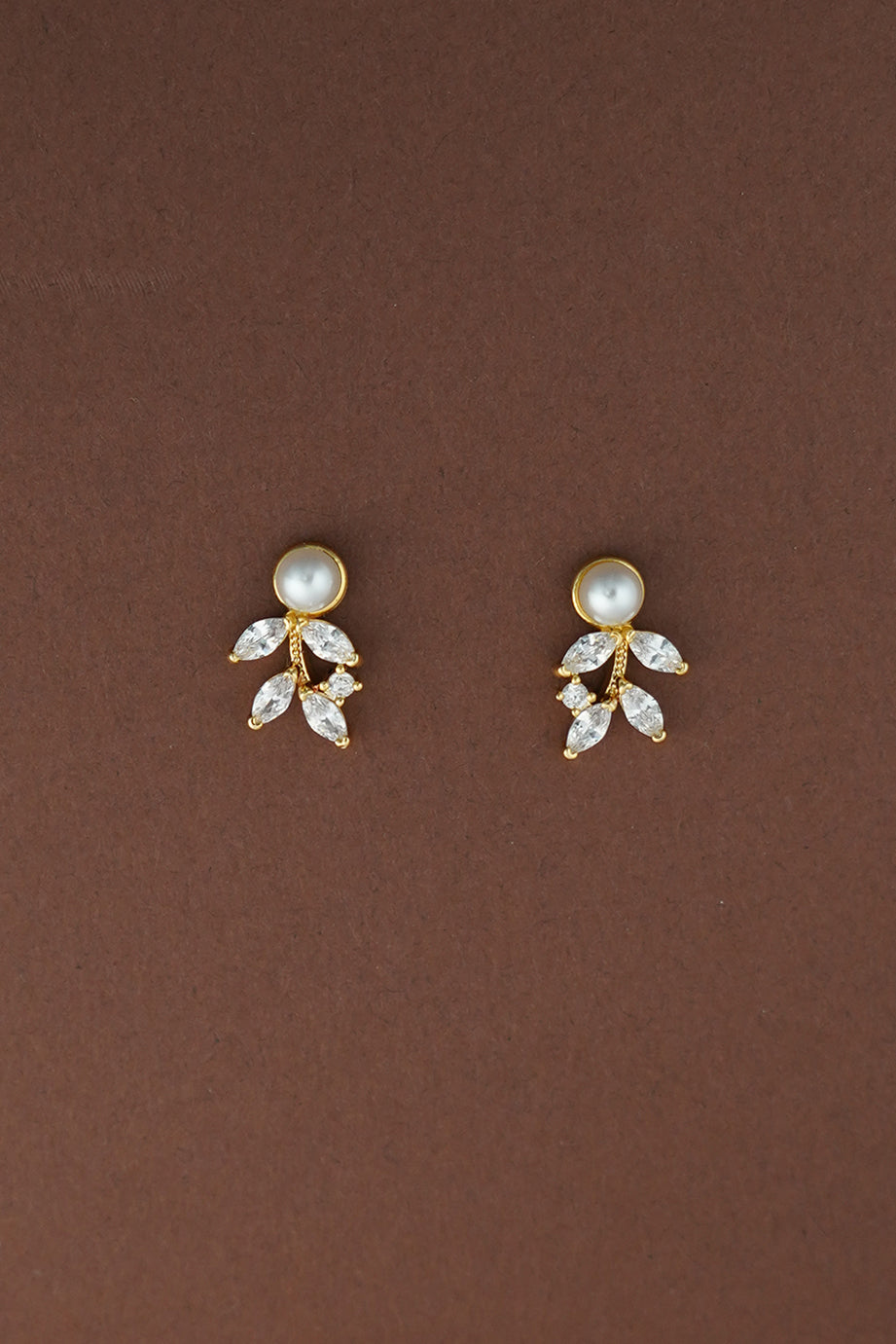 ANGEL LUXE Simulated Diamond and Pearl Stud Earrings - Sample Sale