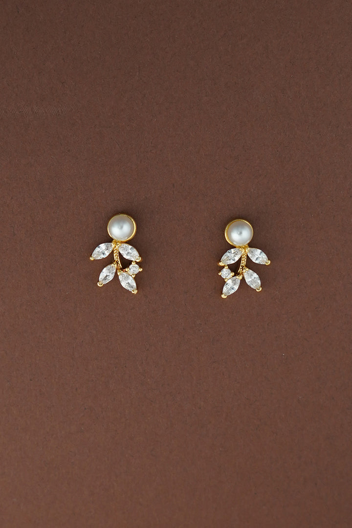 ANGEL LUXE Simulated Diamond and Pearl Stud Earrings - Sample Sale