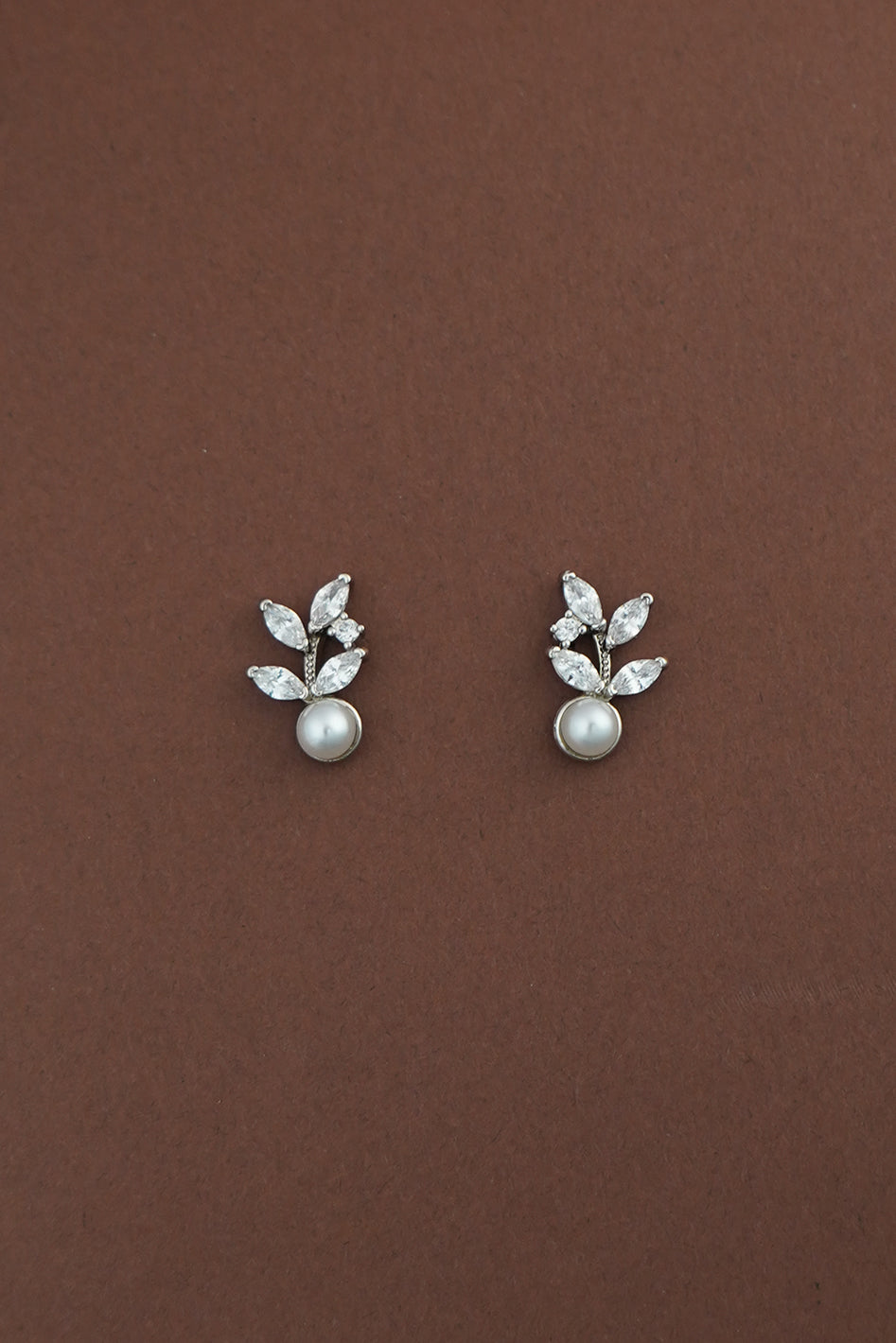 ANGEL LUXE Simulated Diamond and Pearl Stud Earrings - Sample Sale