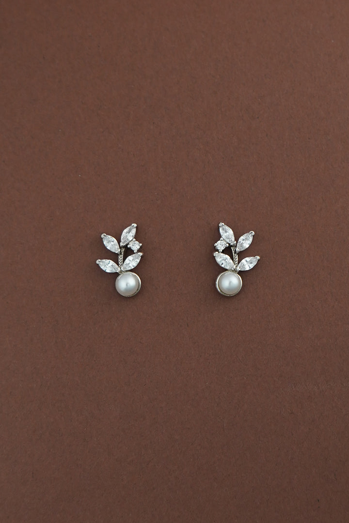 ANGEL LUXE Simulated Diamond and Pearl Stud Earrings - Sample Sale