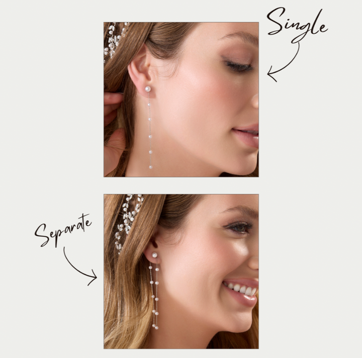 COSETTE Double Drop Pearl Earrings - Sample Sale