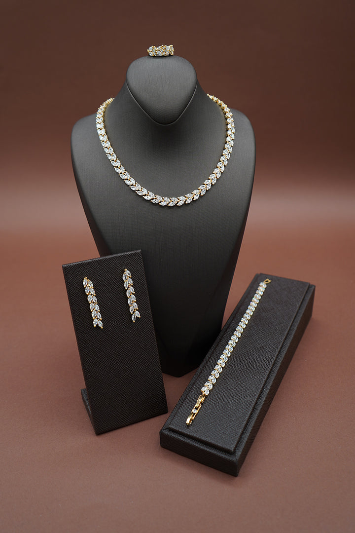 DAISY Jewelry Set with Necklace, Bracelet, Drop Earrings, and Ring - Sample Sale