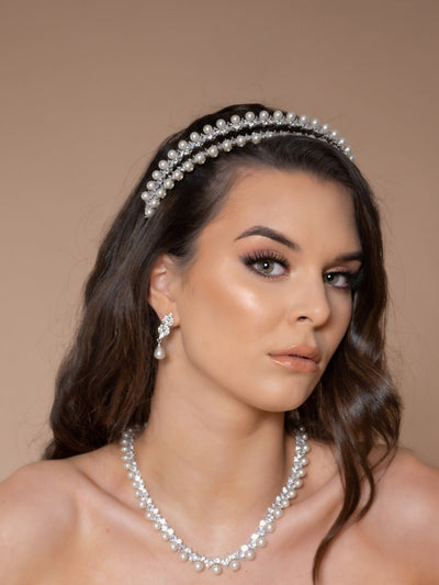 DARA Swarovski and Pearls Stunning Bridal Headband - SAMPLE SALE