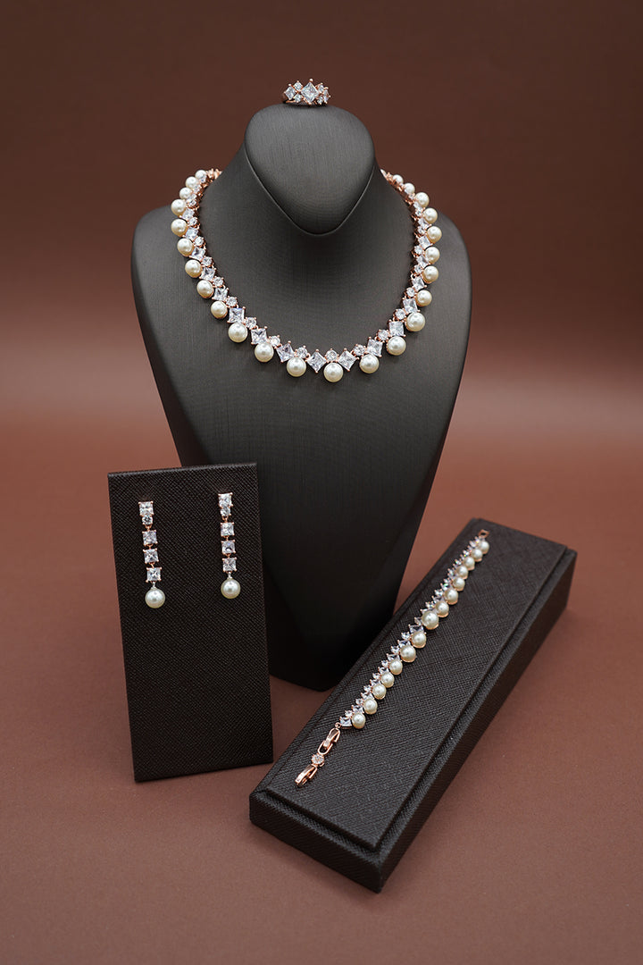 DARA Jewelry Set with Necklace, Bracelet, Drop Earrings and Ring - Sample Sale