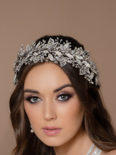 Ellee Real Bride Adorned with DINARA Swarovski Luxurious Wedding Headpiece