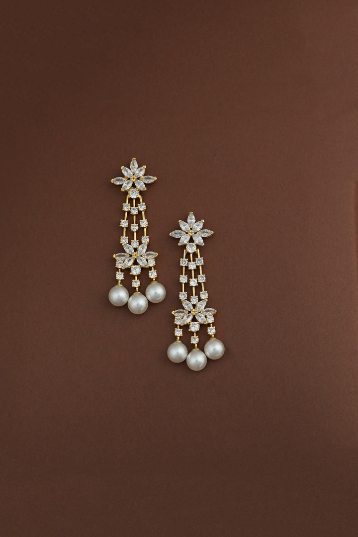 EZEL Simulated Diamond & Pearls Earrings - Sample Sale