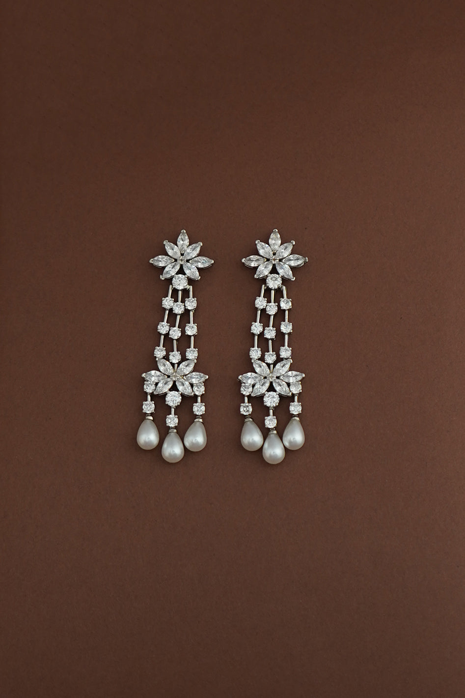 EZEL Simulated Diamond & Pearls Earrings - Sample Sale