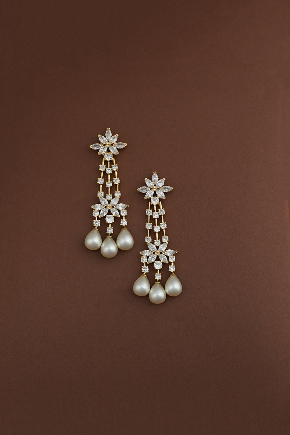 EZEL Simulated Diamond & Pearls Earrings - Sample Sale