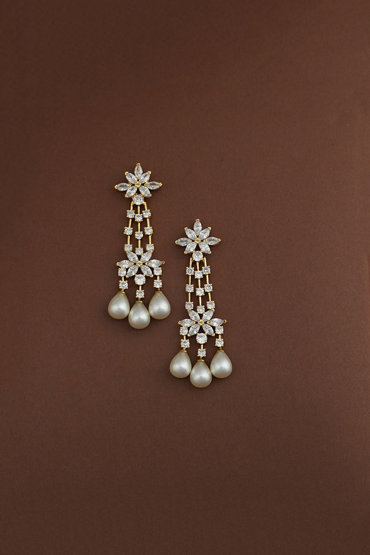 EZEL Simulated Diamond & Pearls Earrings - Sample Sale