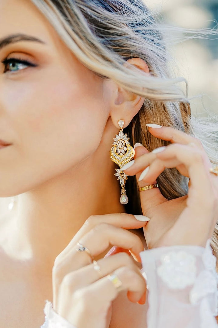 ADELINA Swarovski and Pearl Drop Earrings