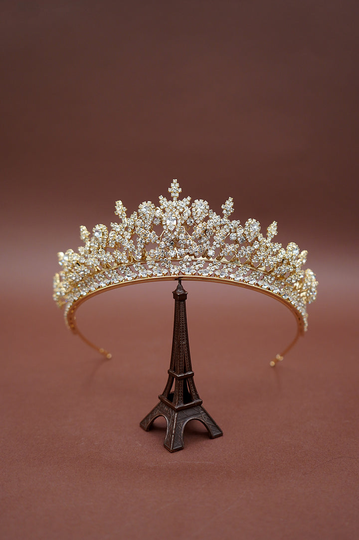 GEMNA Rose Gold Swarovski Luxurious Wedding Tiara 3D Luxury