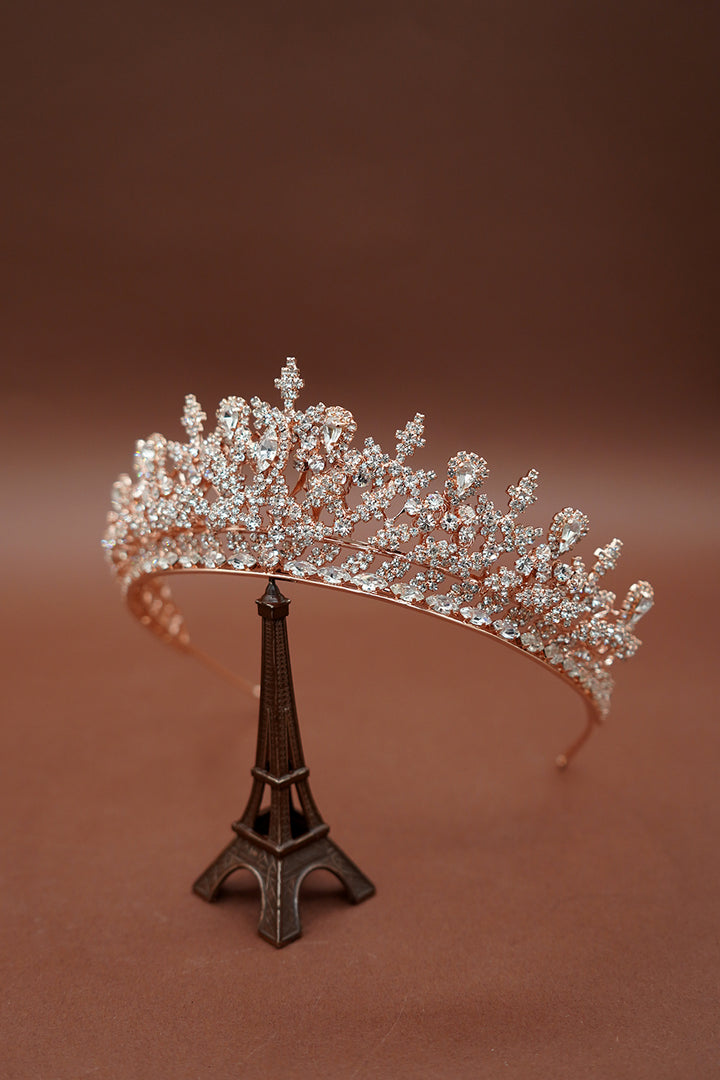 GEMNA Rose Gold Swarovski Luxurious Wedding Tiara 3D Luxury