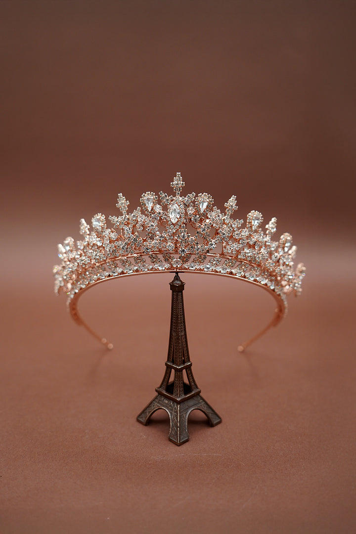 GEMNA Rose Gold Swarovski Luxurious Wedding Tiara 3D Luxury