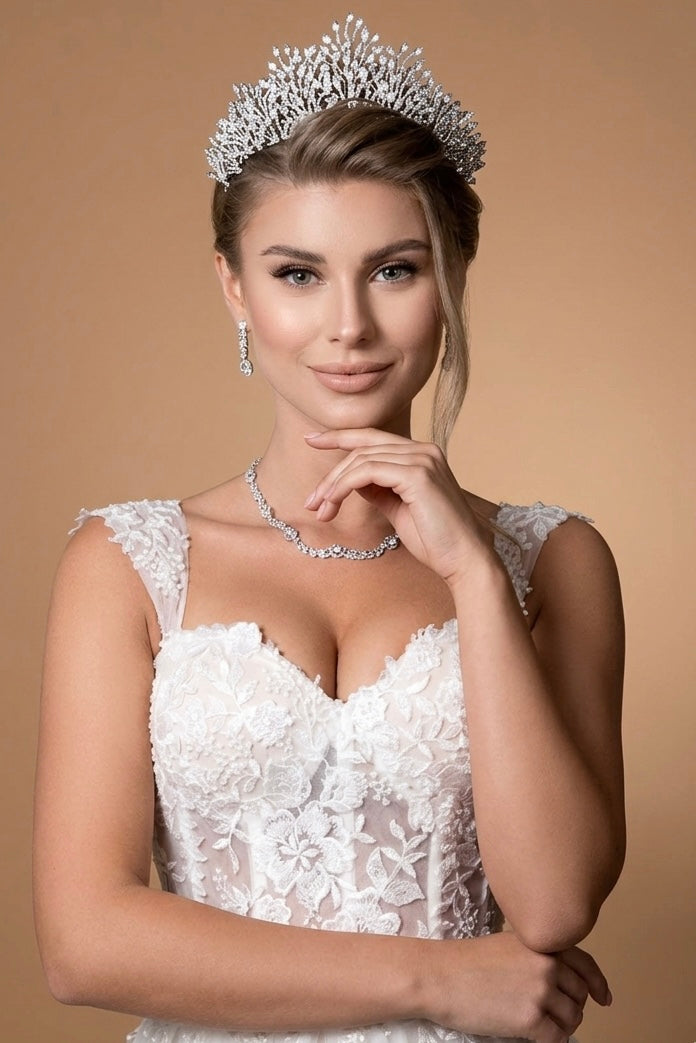 BEATRICE Crystal 3-D Bridal Crown