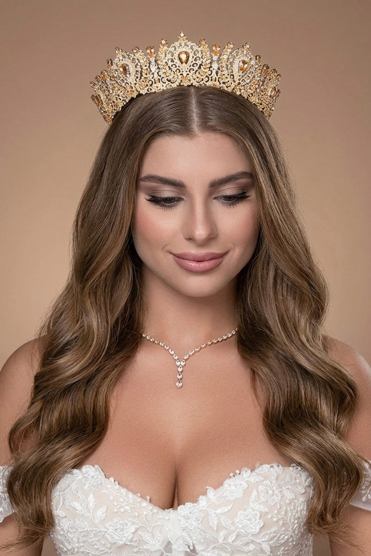 Ellee Real Bride Adorned with ANGELIKA Bridal Crystal Tiara