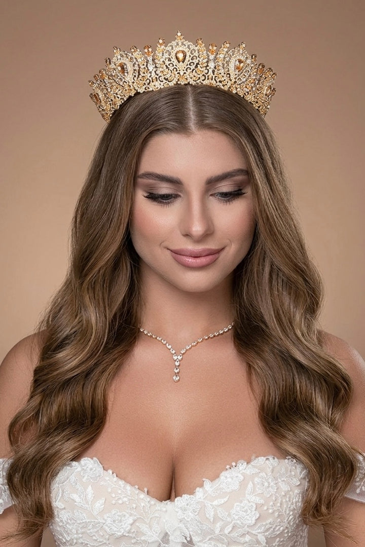 Ellee Real Bride Adorned with ANGELIKA Bridal Crystal Tiara